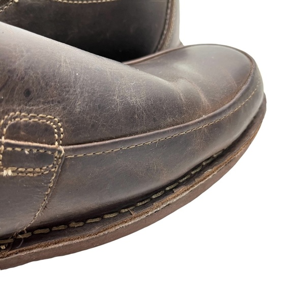 CLARKS Dark Chocolate Brown Genuine Leather Slip ON Loafers Casual Shoes sz 12 - Picture 12 of 16